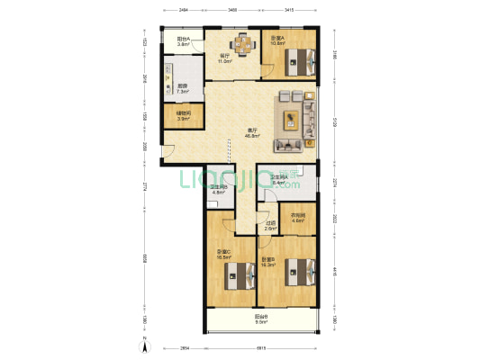 汇锦华庭 3室2厅2卫 189平方