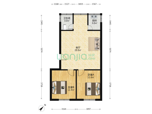 正中街122号 2室1厅1卫 71平方