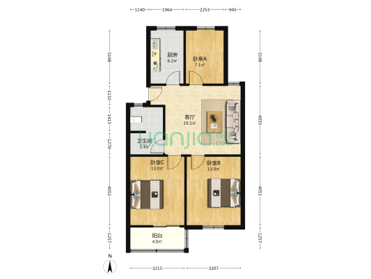 金光苑小区 3室1厅1卫 81平方