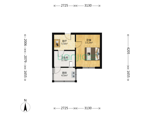 红军大街45号院 1室1厅1卫 37平方