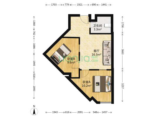 盛荣花园 2室1厅1卫 65平方