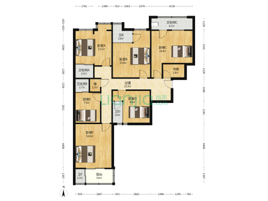 龙泰大厦 7室0厅6卫 146平方