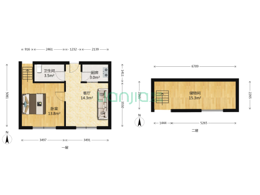 南山西花厅 1室1厅1卫 50平方