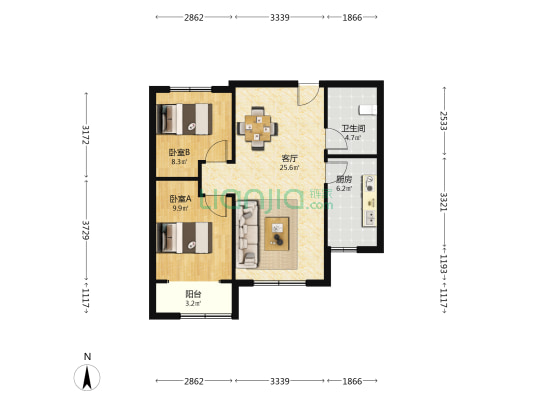 兴华碧水明珠 2室1厅1卫 84平方