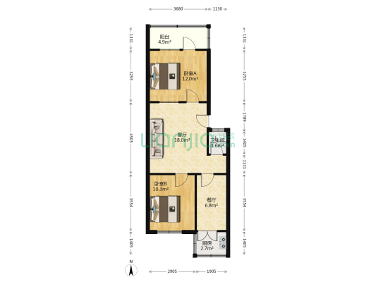 常泰里福乐园 2室2厅1卫 67平方