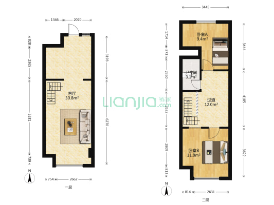 锦绣山水小区商业 2室1厅1卫 46平方
