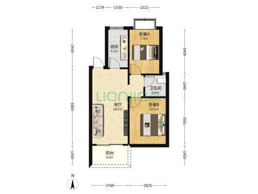 桐洋盛世花园 2室1厅1卫 69平方