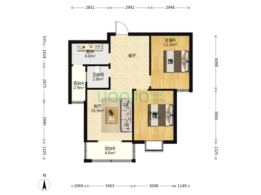 文华苑(青州市) 2室1厅1卫 83平方