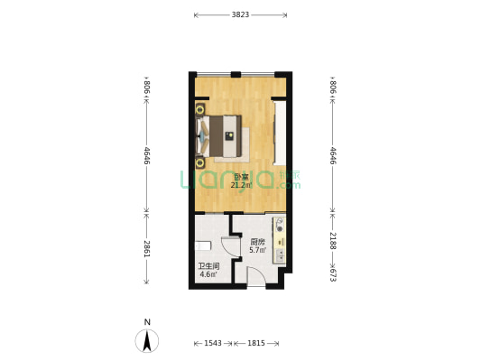 兴旺国际建材城 1室0厅1卫 47平方