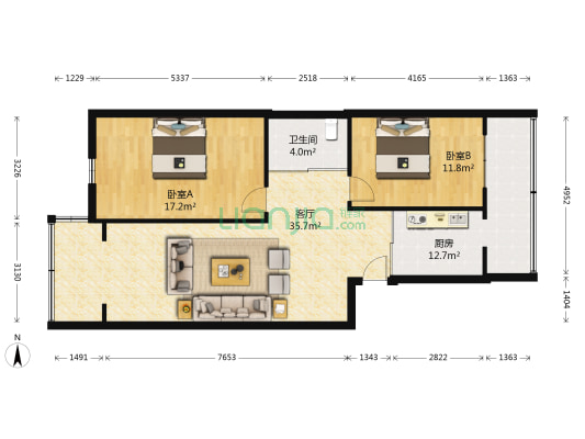 康盛时代 2室1厅1卫 102平方
