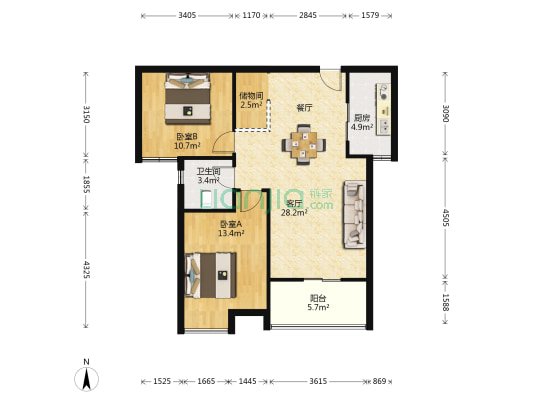 万国城MOMA二期 2室1厅1卫 86平方