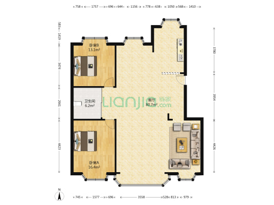 都豪家园 2室1厅1卫 272平方