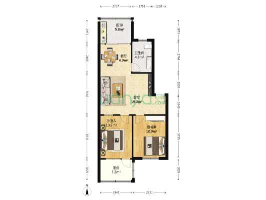 金鑫园小区 2室2厅1卫 81平方