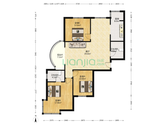 安金梧桐府 3室1厅2卫 139平方
