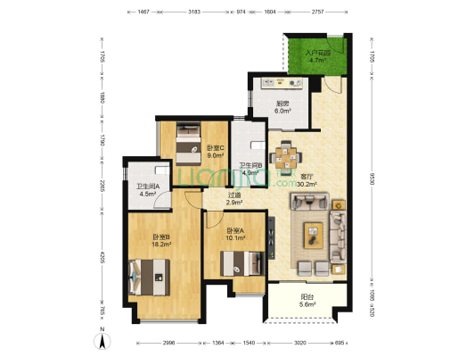 时代柏林 3室1厅2卫 113平方