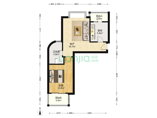 宝地新品居 1室1厅1卫 62平方