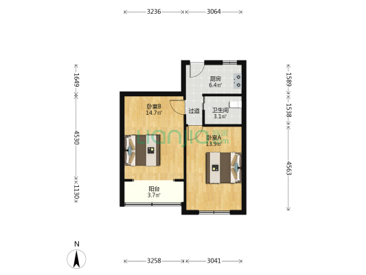 宜君路71号 2室0厅1卫 50平方