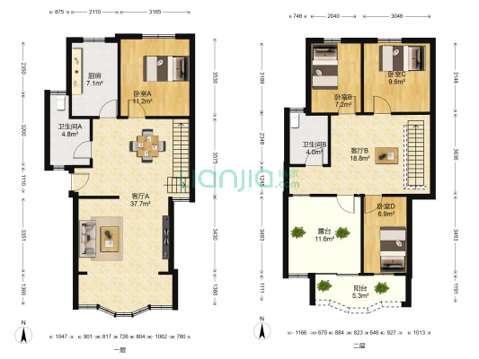 京东嘉苑 4室2厅2卫 126平方