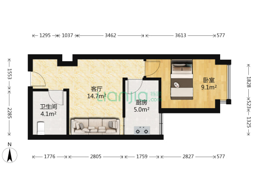 双威迎宾广场 1室1厅1卫 51平方