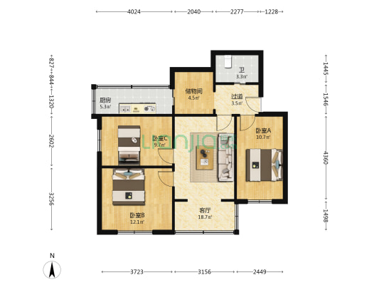 石小路189号 3室1厅1卫 78平方