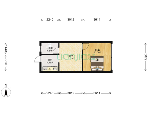 滨海旺角 1室1厅1卫 50平方