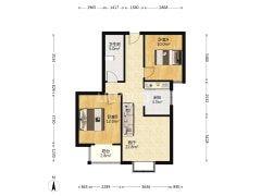 房子中间好楼层没有遮挡，精装修-涿州联合七号院户型图