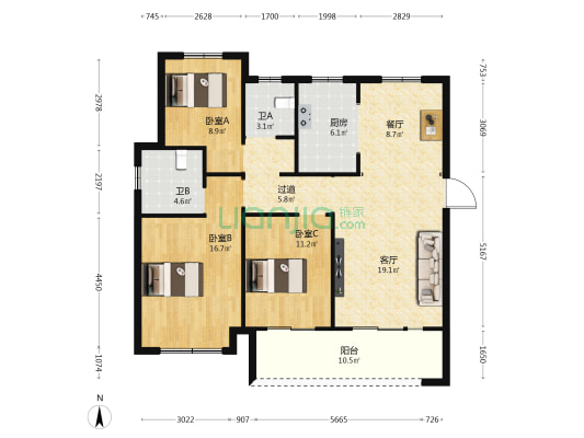 锦艺四季城香枫苑 3室2厅2卫 130平方