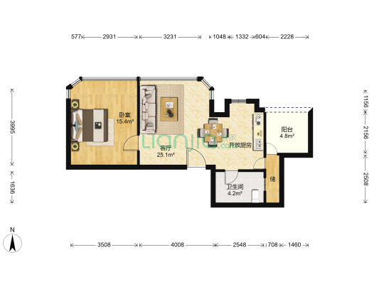 银仁大厦 1室1厅1卫 62平方
