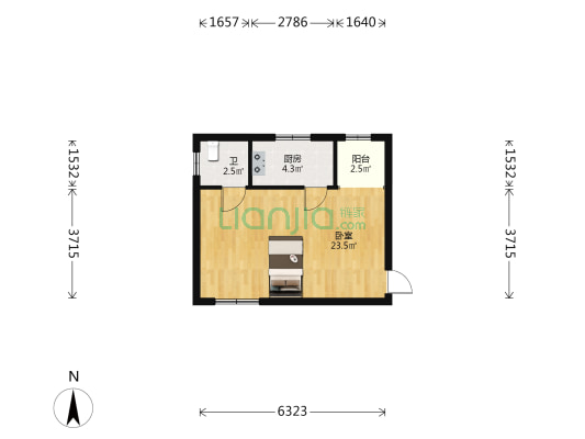 旺角新家 1室0厅1卫 42平方