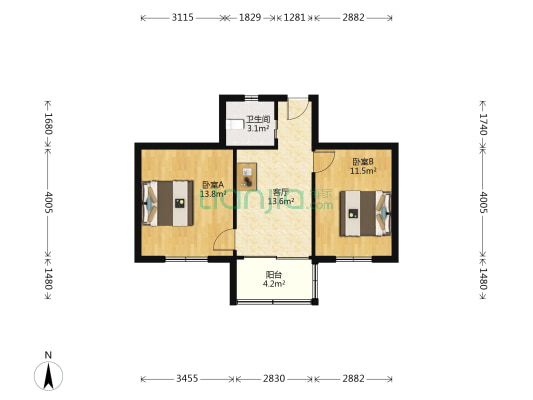 横燕子弄 2室1厅1卫 63平方