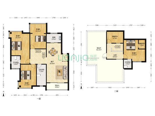 秋水苑 4室1厅3卫 118平方