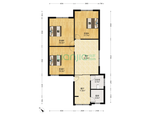 喜乐家苑 3室2厅1卫 114平方