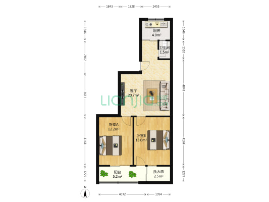 古槐园一期 2室1厅1卫 69平方