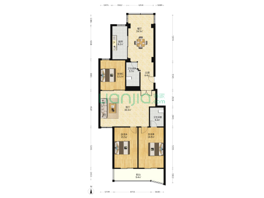 赵家条22号 3室2厅2卫 153平方