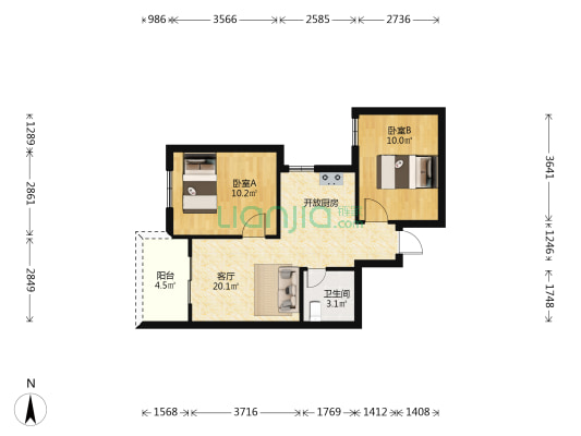 正祥水榭芳庭 2室1厅1卫 60平方