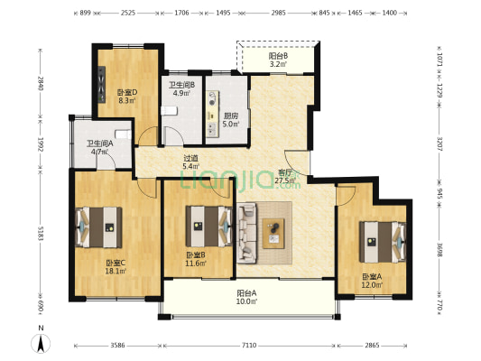 仁恒·海和云庭 4室1厅2卫 143平方