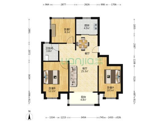 锦华雅居 3室1厅1卫 96平方