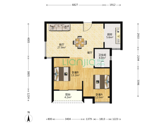 政和花园 2室1厅1卫 94平方