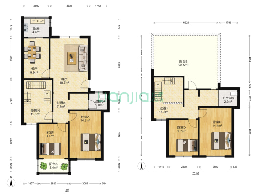 兴隆花园 4室2厅2卫 157平方