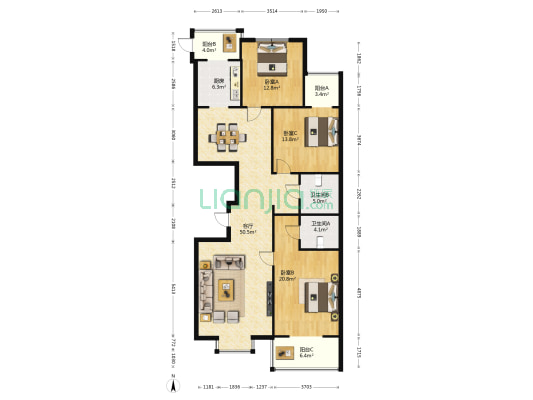 湖滨文锦苑 3室1厅2卫 171平方