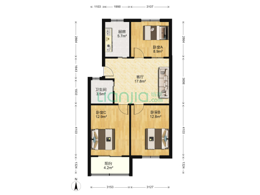 东泰北村 3室1厅1卫 79平方