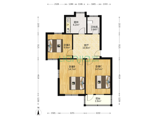 安徽大学宿舍 3室1厅1卫 78平方