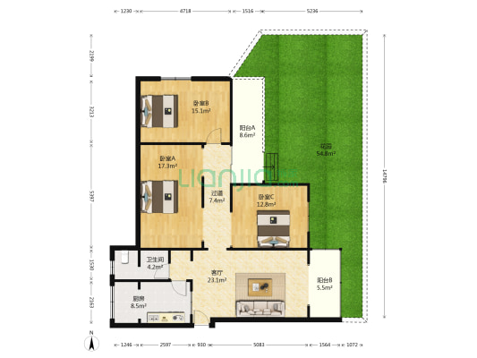 爱民路124号 3室1厅1卫 110平方