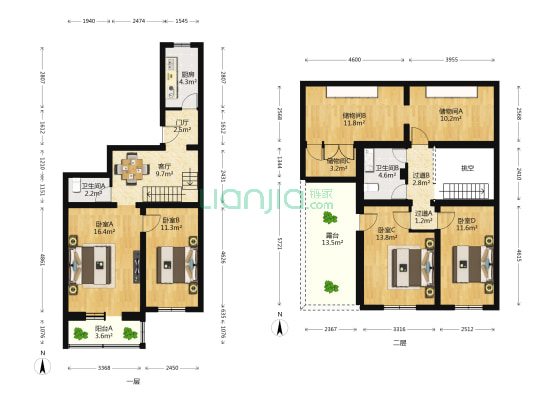 盆儿胡同61号院 4室1厅2卫 112平方