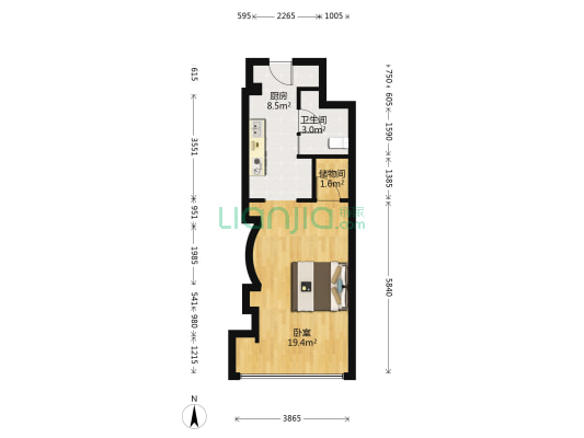 滨海华贸中心 1室0厅1卫 55平方