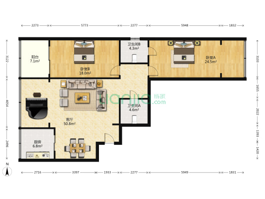 地税局家属院 2室1厅2卫 150平方