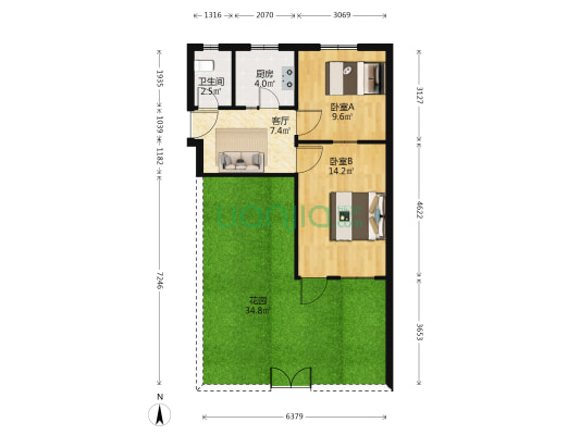 仪北街28号 2室1厅1卫 49平方