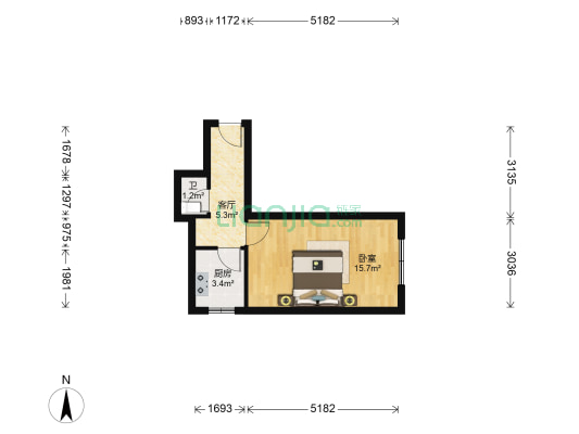 盈江西里 1室1厅1卫 24平方