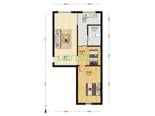 吉纸公寓小区 2室1厅1卫 75平方