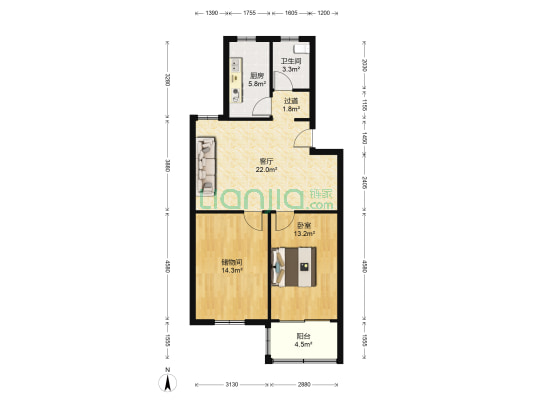 珠海路公寓 1室1厅1卫 82平方